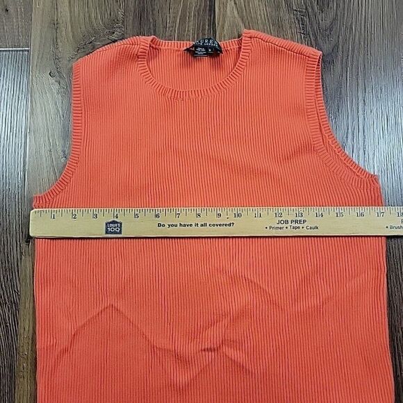 Lauren Ralph Lauren Ribbed Tank Top Womens Medium Orange Cotton Sleeveless - Picture 3 of 8